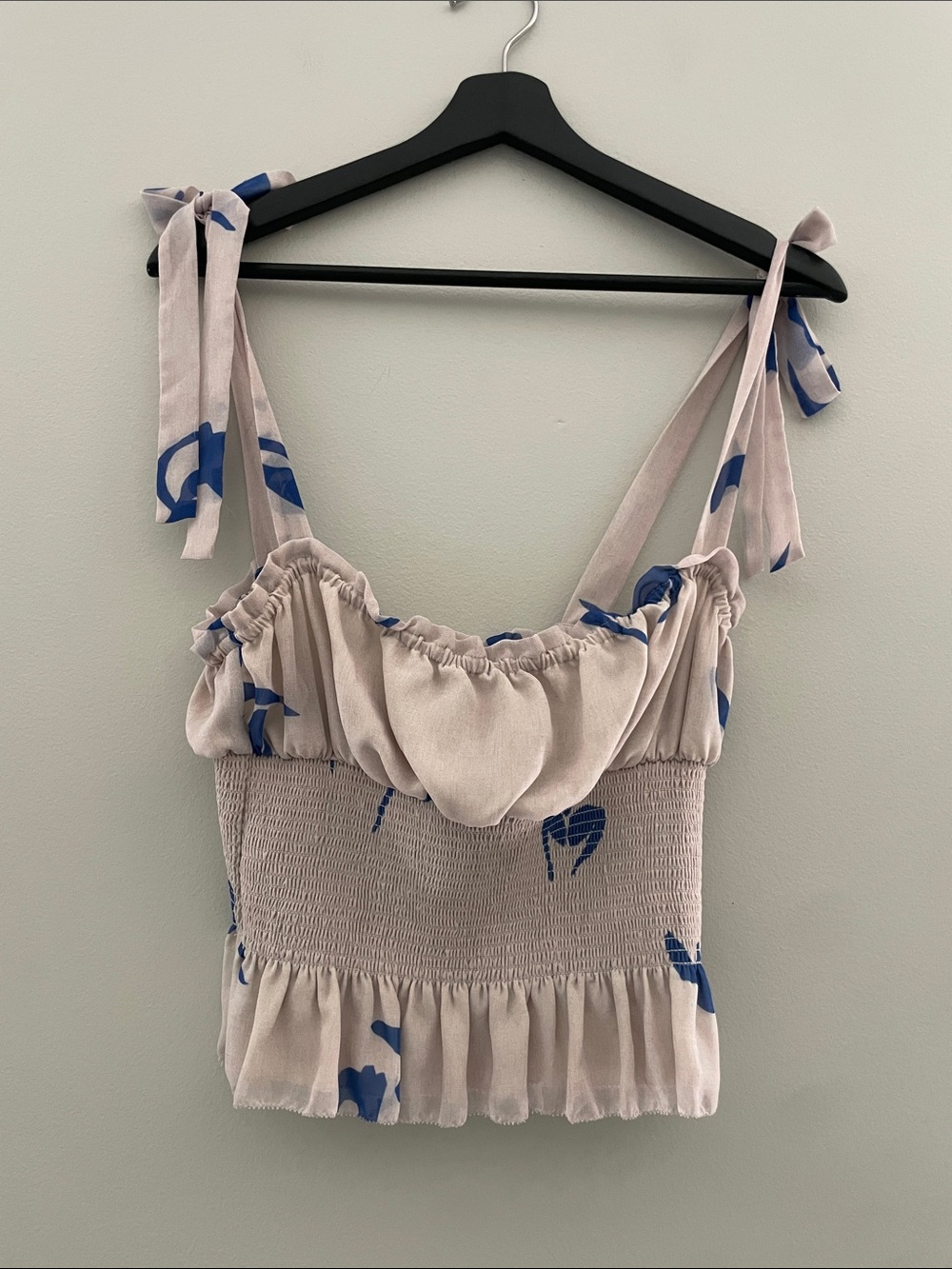Wilfred Camisole Silk Smocked Tie Strap S Floral Top